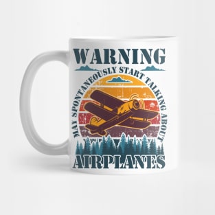 WARNING MAY SPONTANEOUSLY START TALKING ABOUT AIRPLANES VINTAGE SUNSET Mug